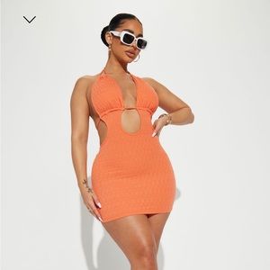 Orange beach cover up dress Fashion Nova